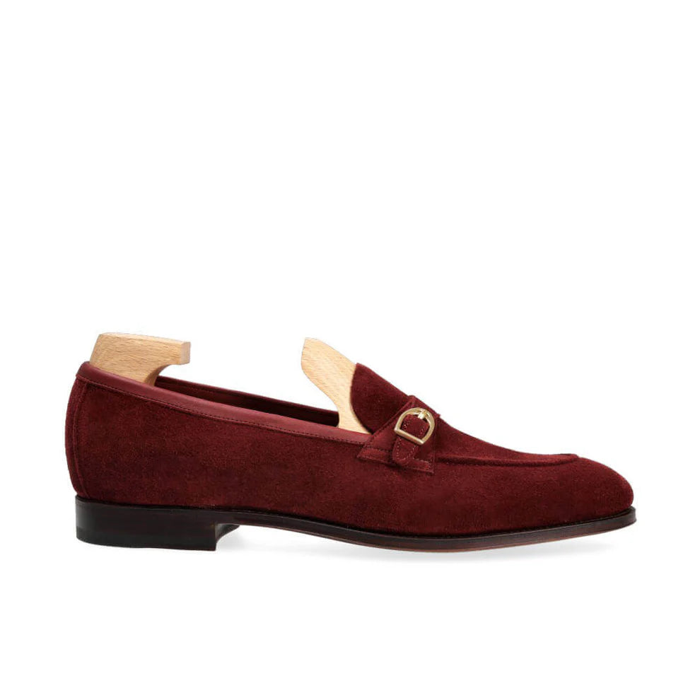 Burgundy Suede Monk Loafer