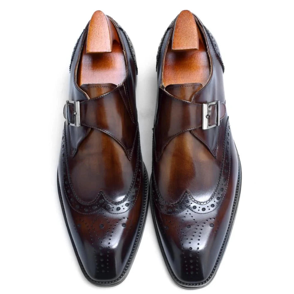 Brown Wingtip Single Monkstrap