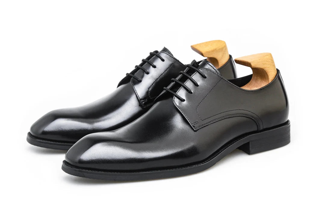 Formal Black Derby Leather Shoes